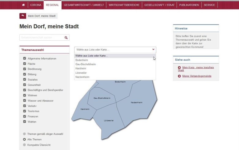 Website Statistisches Landesamt